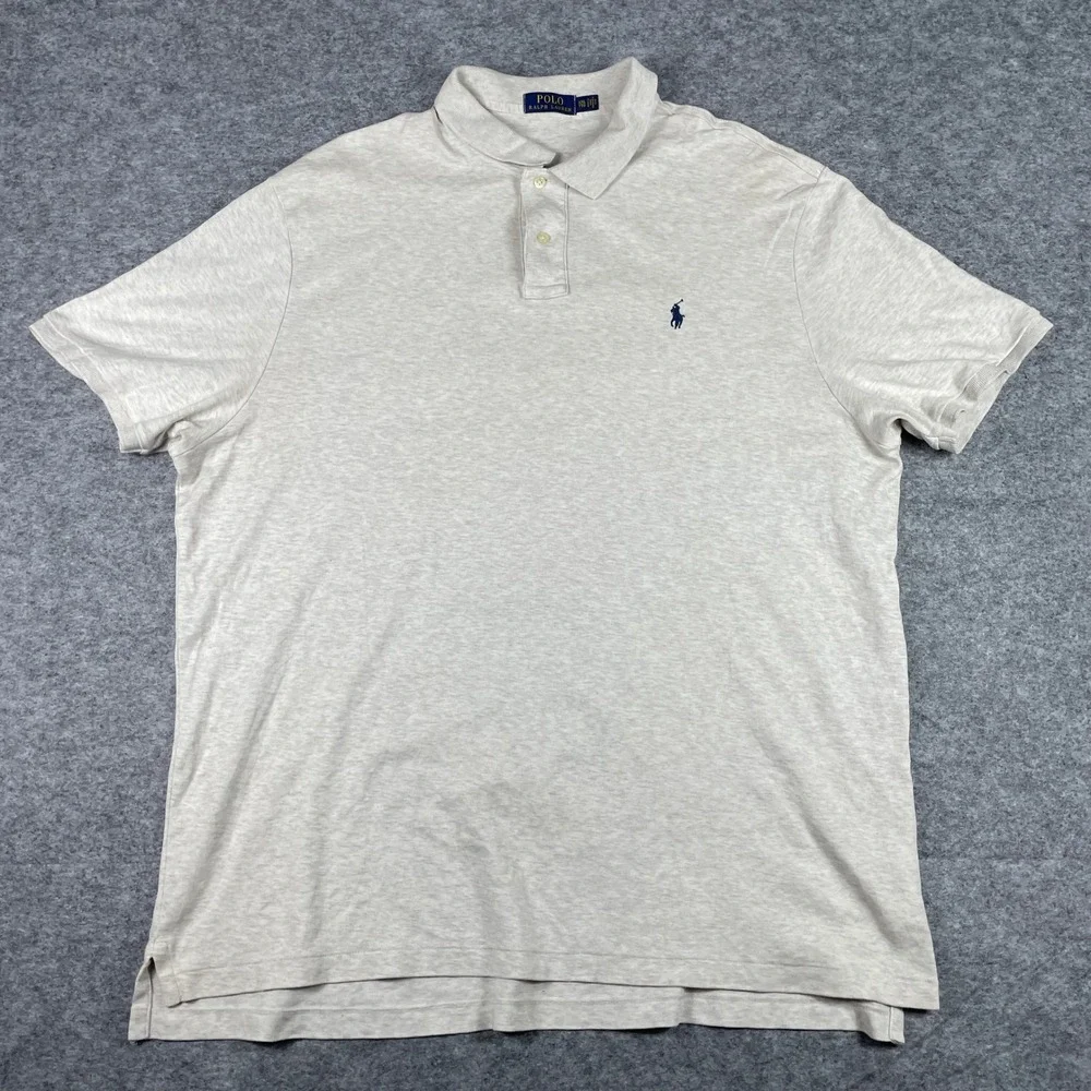 Polo Ralph Lauren Polo Shirt Mens XXL Oatmeal Heather Short Sleeve Classic Fit
